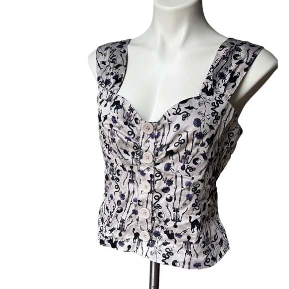 NWT, ModCloth Halloween Print Cotton Crop Tank Top, Sz 8 - Picture 5 of 11